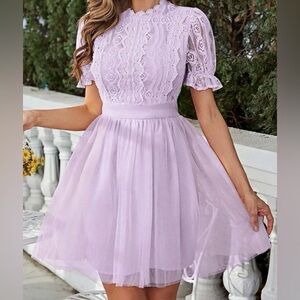 🪻Simplee Apparel Lilac Lace Mini Dress Sz XS
